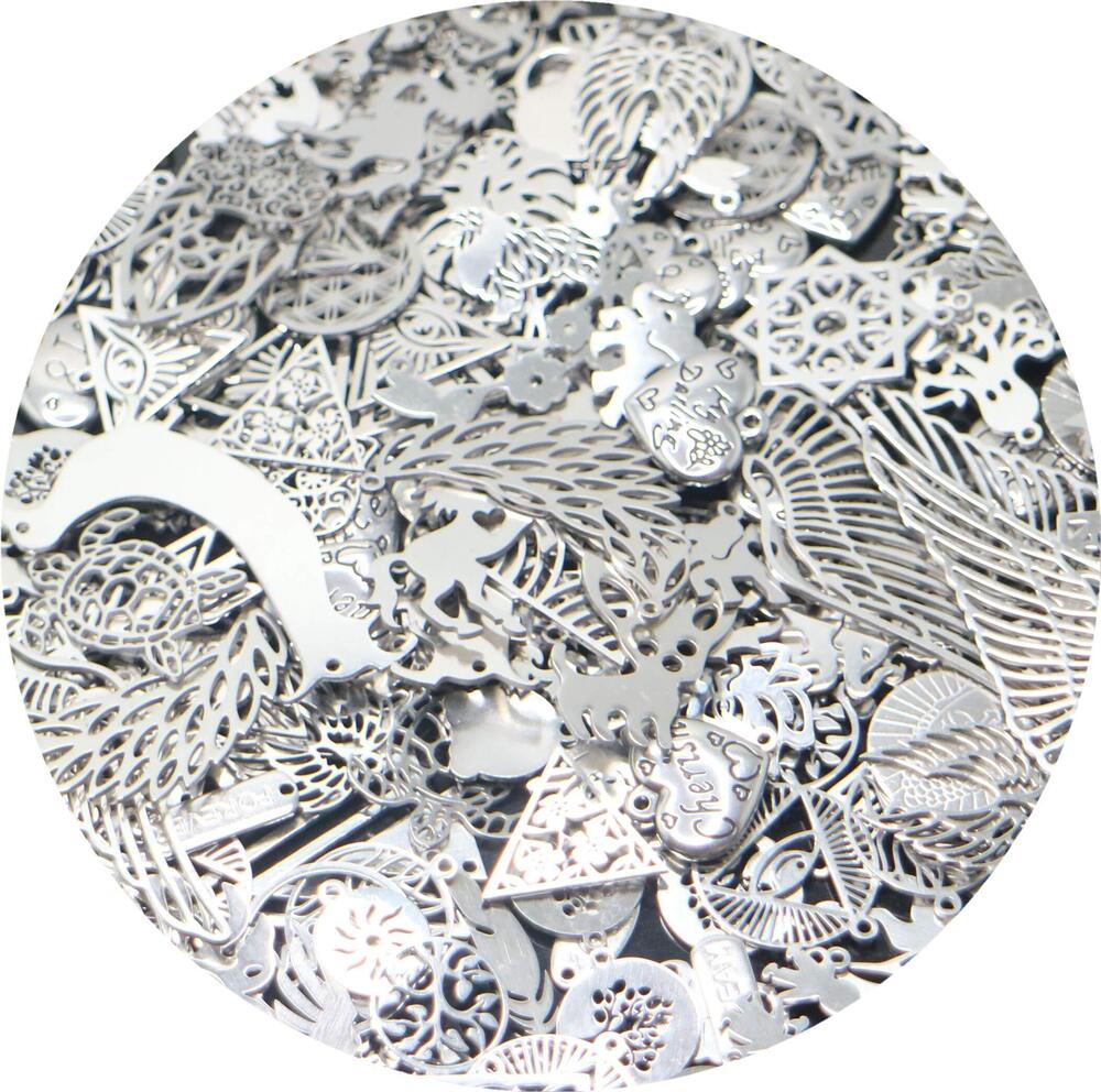 6615 20pcs Mixed Styles Stainless Steel Charms Flower Heart Fish Tree